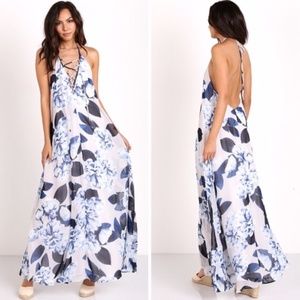 Mumu Logan Lace Up Floral Maxi Dress